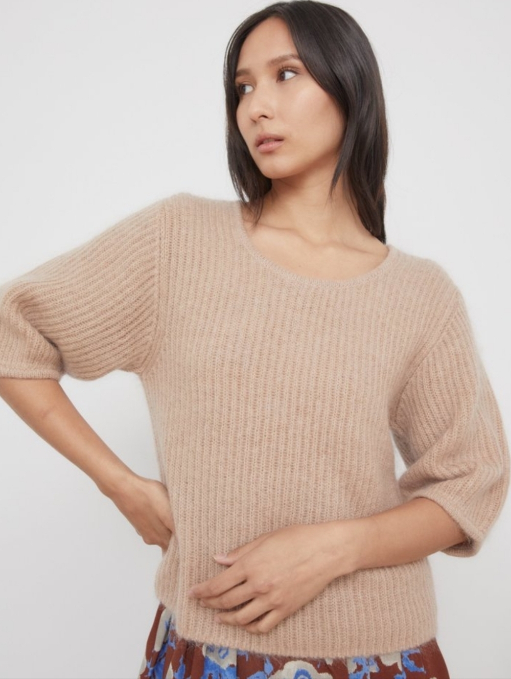Amomento Kid Mohair Pullover In Beige